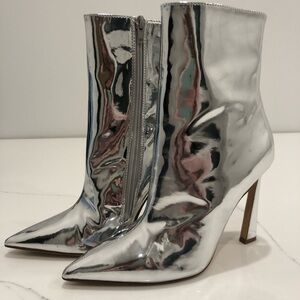 Steve Madden “Dilara” Silver High Heel Ankle Boots